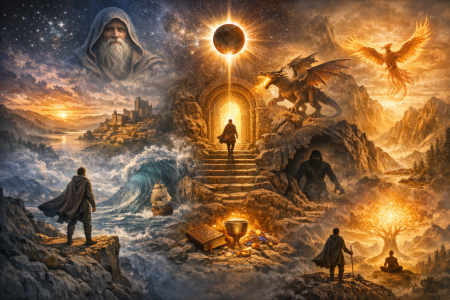 <p>In all written and oral narratives, myths, and legends of humanity, there is a recurring theme: <b data-path-to-node="2" data-index-in-node="96">"The Hero's Journey."</b> This archetype reflects the cycle at the core of life, the mysterious journey of existence, and the inner quest of the human being. Detailed and popularized by Joseph Campbell, this universal narrative reveals the process of ascension and transformation for both the individual and the collective consciousness.</p>
