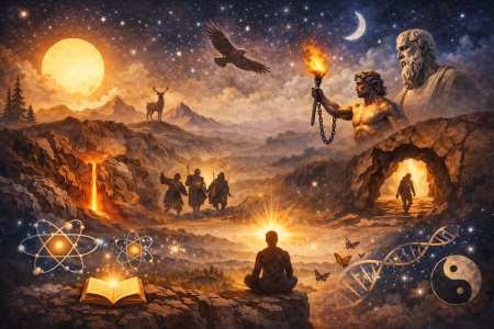 <p data-path-to-node="3">Humanity has been searching for the meaning of life since the dawn of time. Every now and then, each of us falls into a deep inner questioning, don’t we? We face questions like "Why am I here?" or "Is there a purpose to being in this world?" In reality, these questions open the door to a journey that is not just personal, but collective. For thousands of years, humans have sought ways to answer them. Some of us found these answers in mythological tales, some in philosophy, and others in science or ancient wisdom.</p><p data-path-to-node="4">Take, for instance, the belief in <i data-path-to-node="4" data-index-in-node="34">Tengri</i> from ancient Turkic mythology. When you look up at the sky, it evokes a sense of depth and infinity, doesn't it? That feeling is actually an effort to question our place in the universe. <i data-path-to-node="4" data-index-in-node="228">Tengri</i> is not just a deity; it is a symbol that reminds us of the vastness of the sky and the power of the cosmos. Or remember the <i data-path-to-node="4" data-index-in-node="359">Epic of Ergenekon</i>. The story of the Turks, trapped in harsh conditions, melting an iron mountain to emerge into a wide world; it is literally a tale of rebirth and a struggle for freedom! Isn't this something we all experience in our own lives? It serves as a symbol for the inner battles we fight to rediscover ourselves and break free when faced with difficult circumstances.</p>